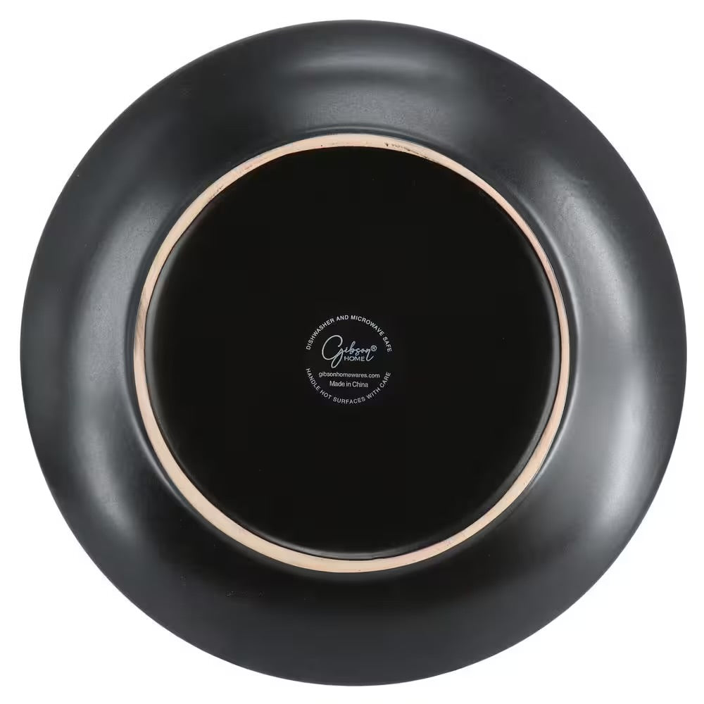 Gibson Home Everyday Plus 12 Piece Round Stoneware Dinnerware Set in Black