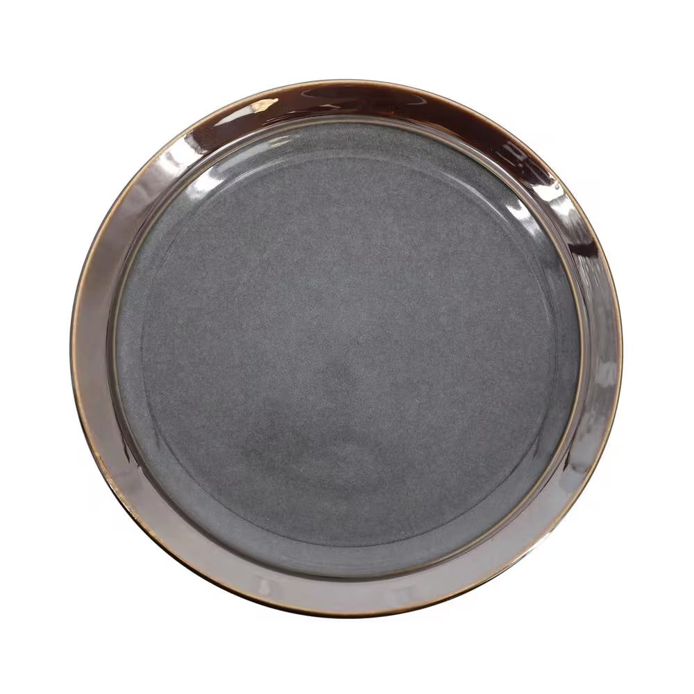Gibson Elite Priya 16 Piece Stoneware Reactive Glaze Dinnerware Set in Grey