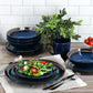 Gibson Elite 16 Piece Priya Reactive Glaze Stoneware Dinnerware Set in Blue