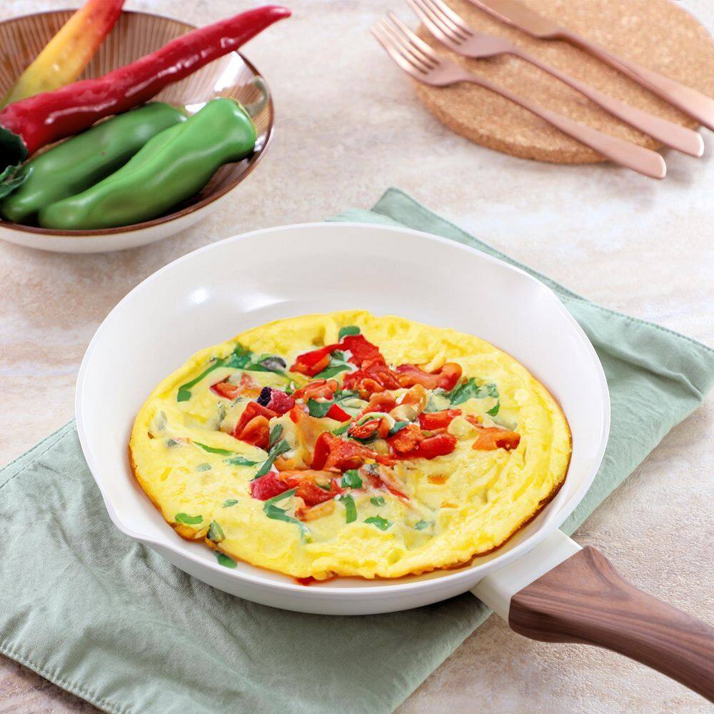 Oster Amberg Choice 8" Ceramic Nonstick Forged Aluminum Frying Pan in Off-White