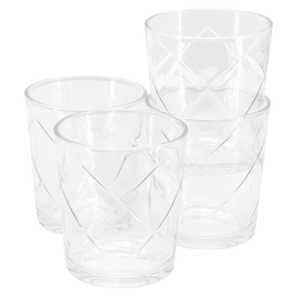 Gibson Home Lattice 4 Piece 13.5 oz Double Old-Fashioned Glass Set