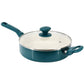 Spice By Tia Mowry 10 Piece Ceramic Nonstick Aluminum Cookware Set in Teal