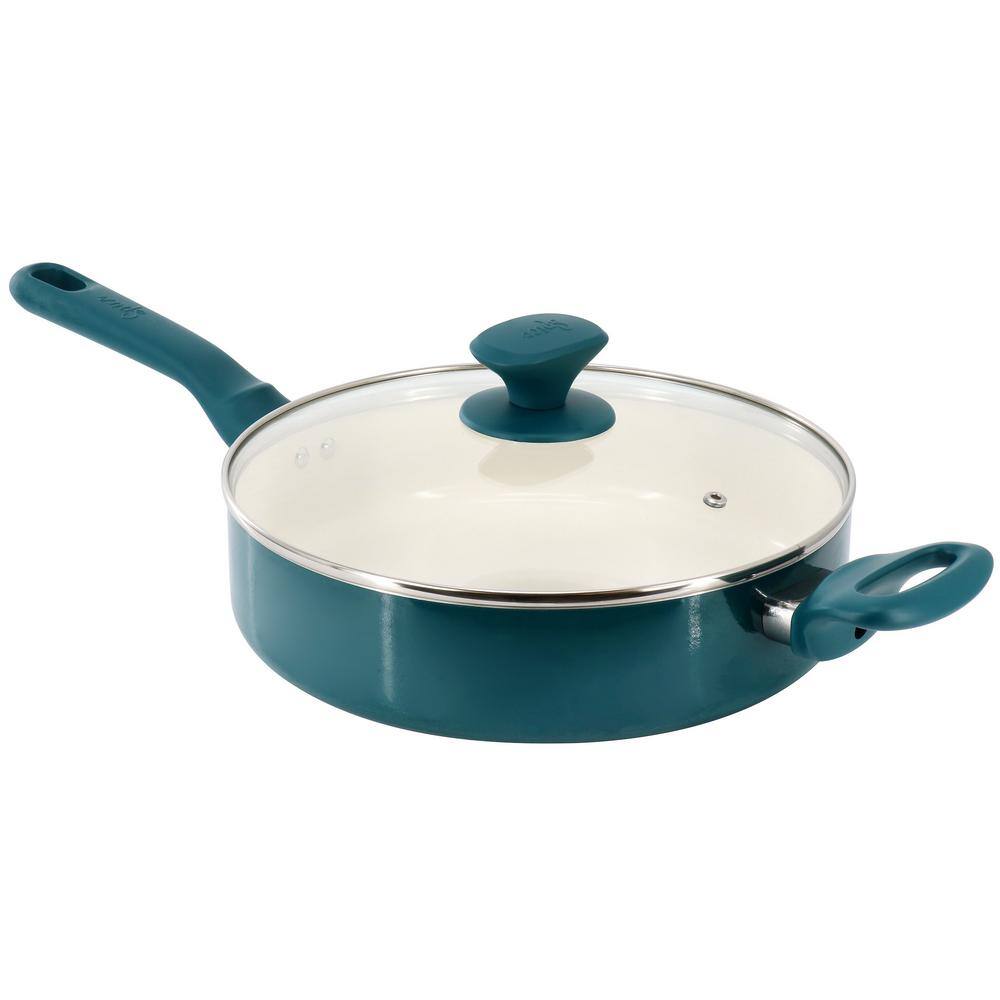 Spice By Tia Mowry 10 Piece Ceramic Nonstick Aluminum Cookware Set in Teal