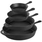 MegaChef 13 Piece Cast Iron Skillet Set w Tempered Glass Lids & Silicone Holder