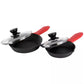 MegaChef 13 Piece Cast Iron Skillet Set w Tempered Glass Lids & Silicone Holder