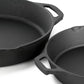 MegaChef 13 Piece Cast Iron Skillet Set w Tempered Glass Lids & Silicone Holder