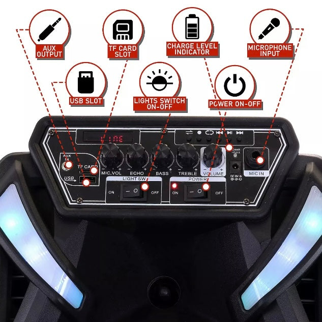 beFree 12” Bluetooth Portable Party Speaker w Remote USB FM & AC/DC Rechargeable