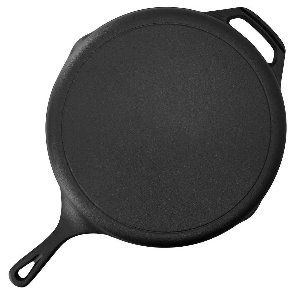 MegaChef 12" Pre-Seasoned Cast Iron Skillet w Tempered Glass Lid