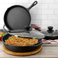 MegaChef 13 Piece Cast Iron Skillet Set w Tempered Glass Lids & Silicone Holder