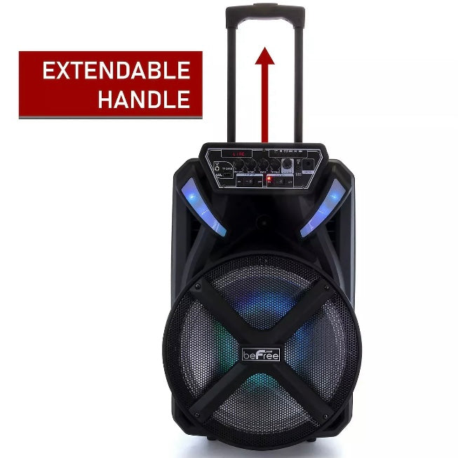 beFree 12” Bluetooth Portable Party Speaker w Remote USB FM & AC/DC Rechargeable