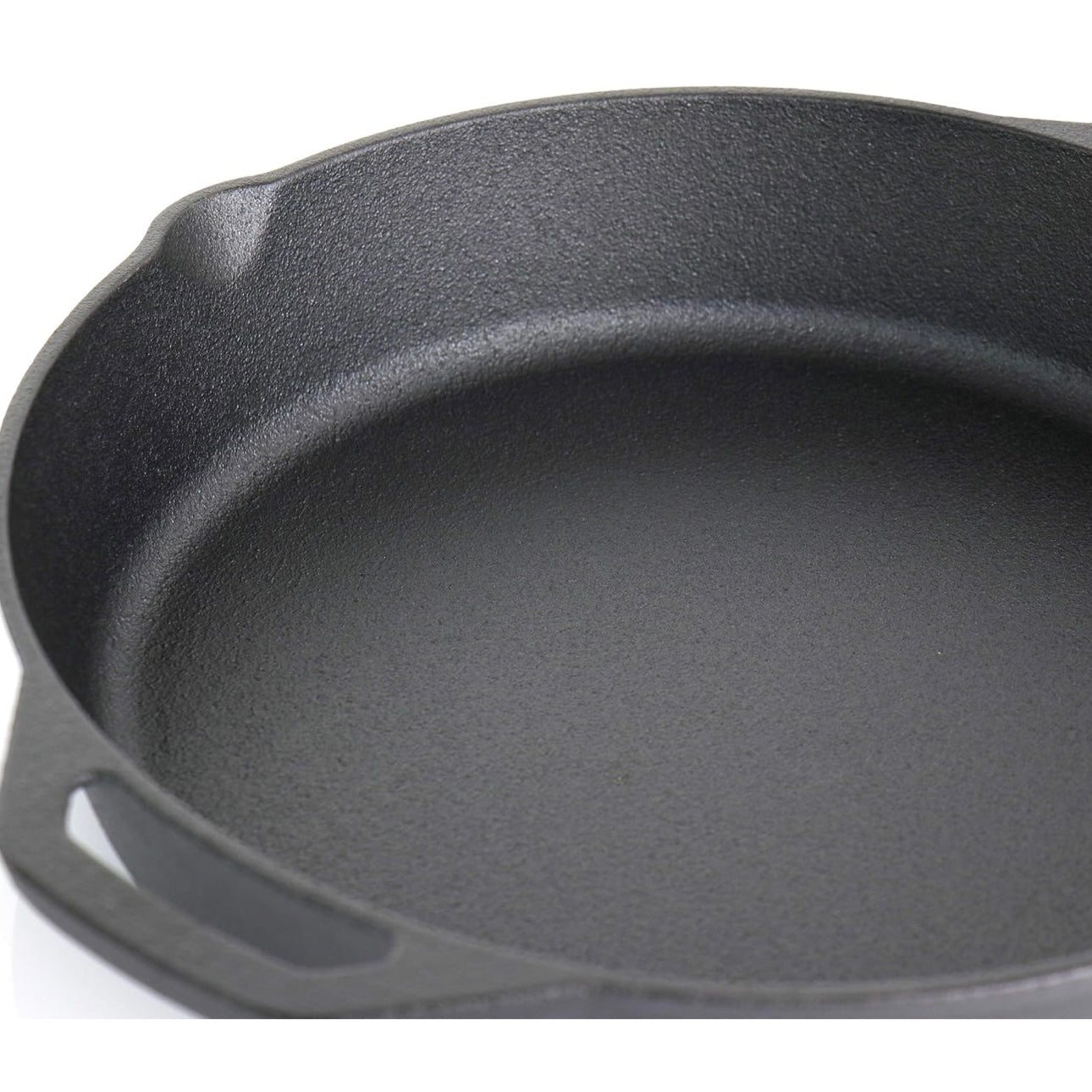 MegaChef Pre-Seasoned 6 pc Cast Iron Skillet Set w Lids & Red Silicone Holders