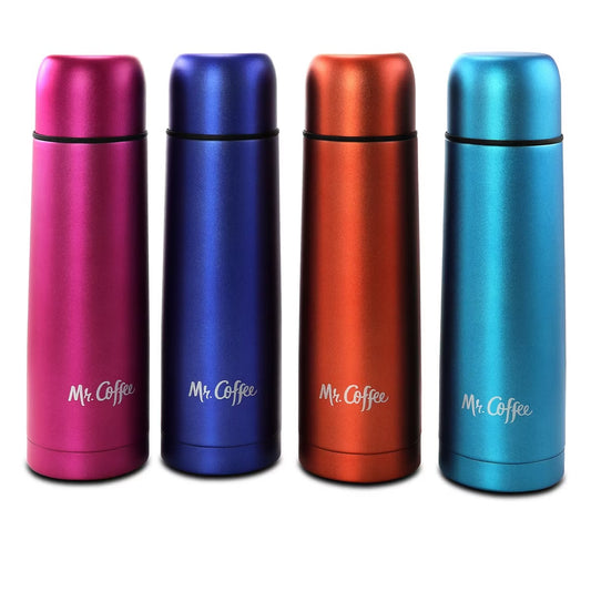 Mr. Coffee Luster Javelin 4 Piece 16 oz Stainless Steel Thermal Travel Bottle Se
