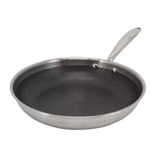 Better Chef 12" 3-Ply Stainless Steel Nonstick Fry Pan w Rolled Edge in Silver