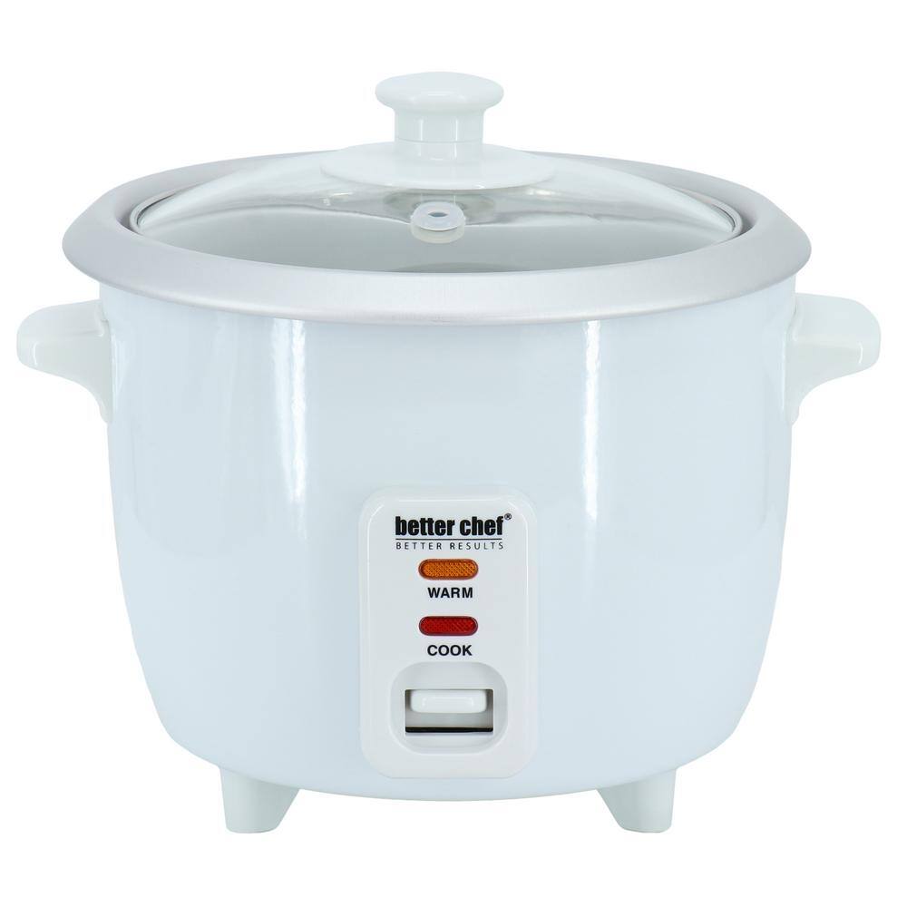 Better Chef 3 Cup White Automatic Rice Cooker w Stainless Pot