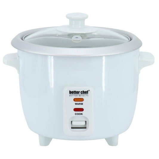 Better Chef 3 Cup White Automatic Rice Cooker w Stainless Pot