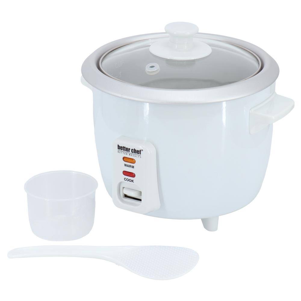 Better Chef 3 Cup White Automatic Rice Cooker w Stainless Pot