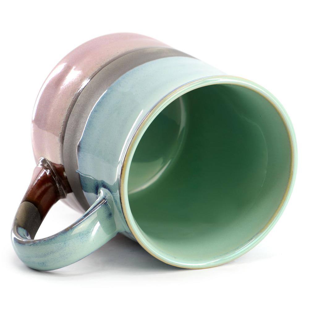 Gibson Home Copper Tonal 4 Piece 18 oz Stoneware Cup Set in Sage