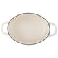 Crock Pot Artisan 7 Quart Oval Enameled Cast Iron Dutch Oven White w Gold Handle