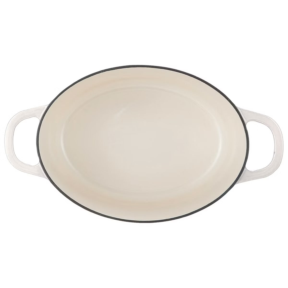Crock Pot Artisan 7 Quart Oval Enameled Cast Iron Dutch Oven White w Gold Handle