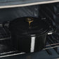 Crock Pot Artisan 7 Quart Oval Enameled Cast Iron Dutch Oven White w Gold Handle