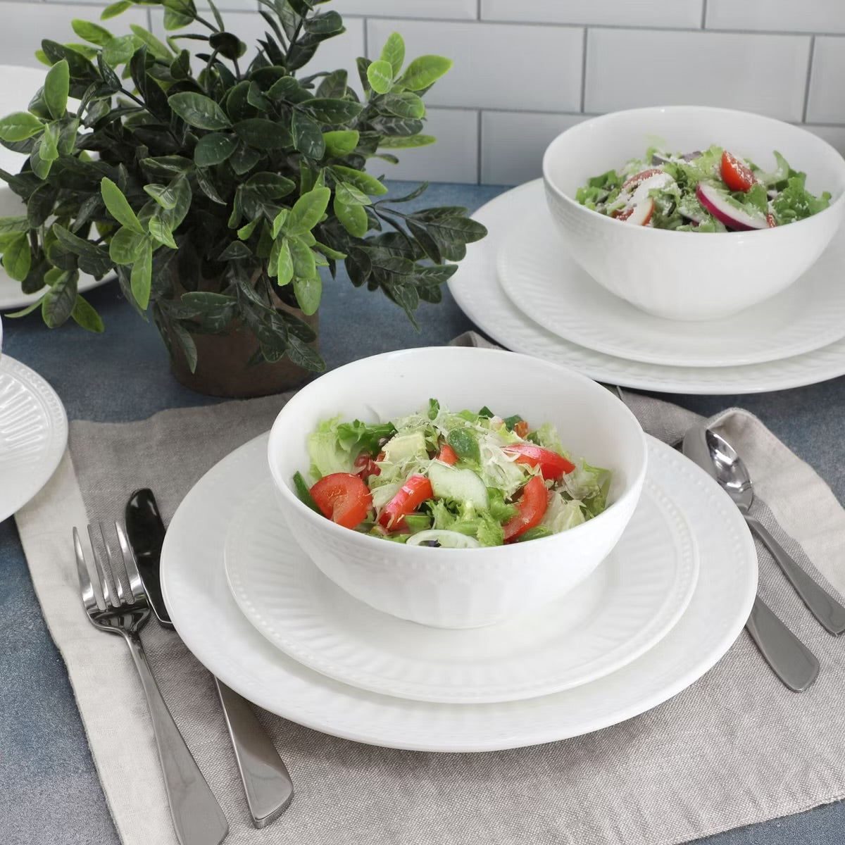 Ultra by Gibson Swanton Arch 12 Piece White Opal Glass Dinnerware Set