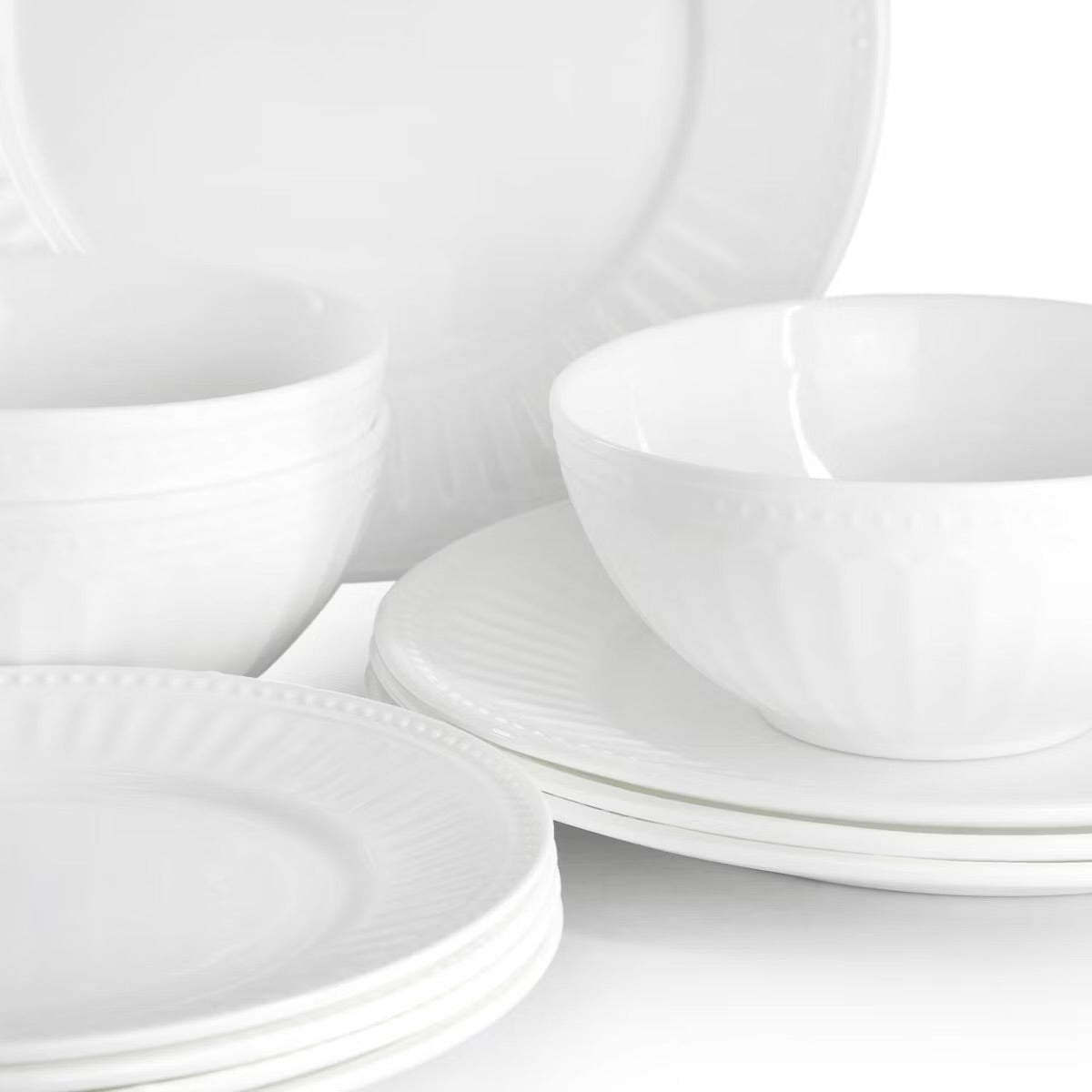 Ultra by Gibson Swanton Arch 12 Piece White Opal Glass Dinnerware Set