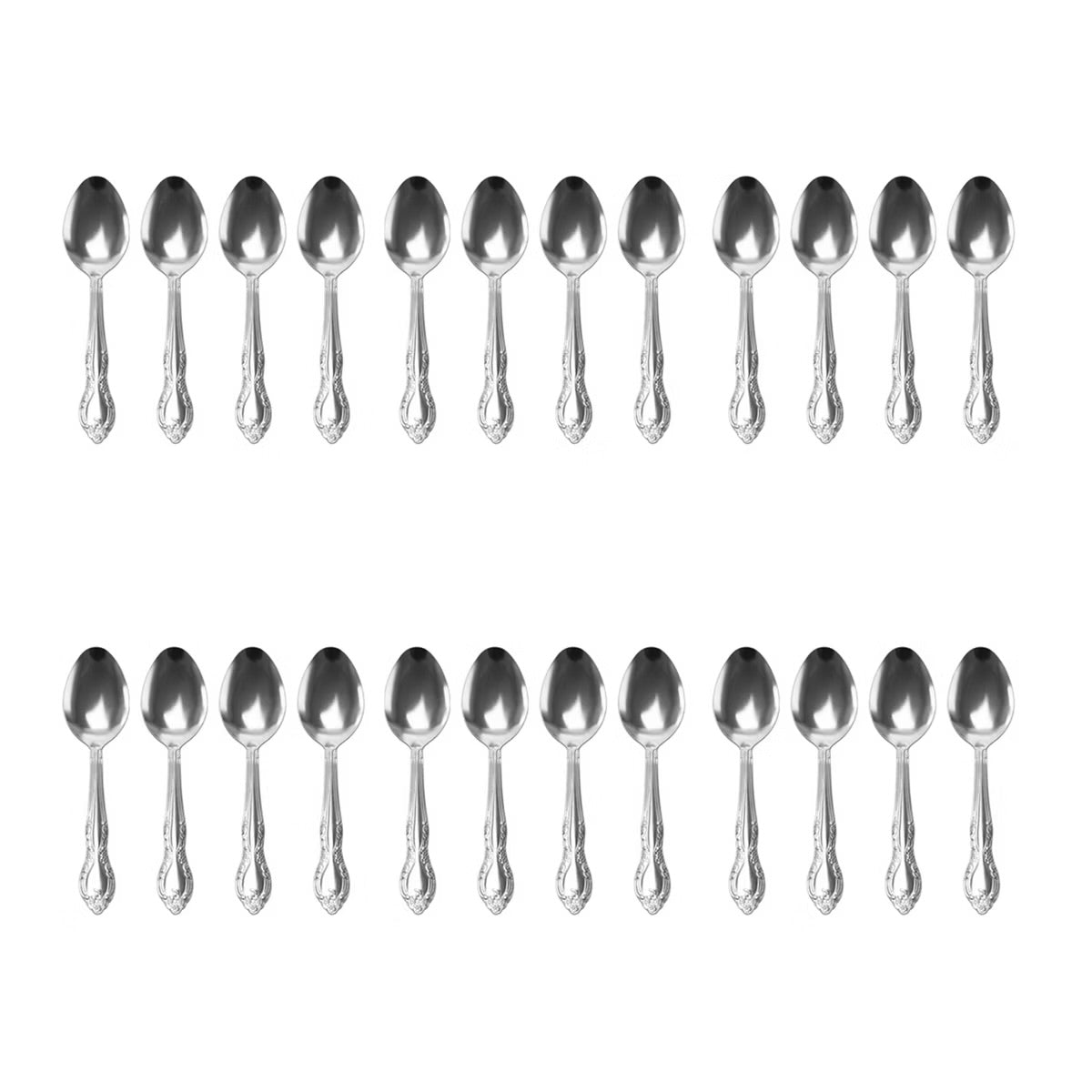 Abbie 24 Piece Tumble Polished Stainless Steel Teaspoon Set