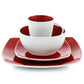 Gibson Elite Soho Lounge Red 16 Pc Square Stoneware Dinnerware Set for 4