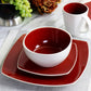 Gibson Elite Soho Lounge Red 16 Pc Square Stoneware Dinnerware Set for 4