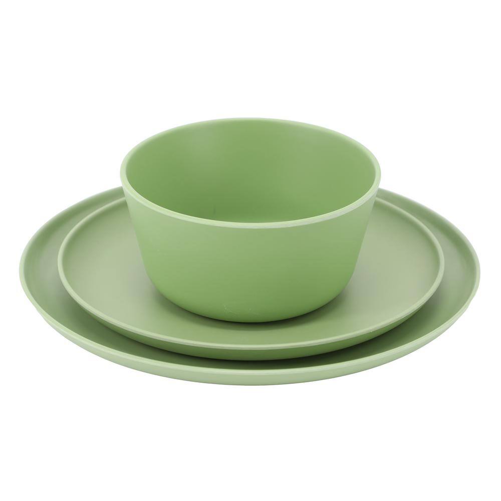 Gibson Fairhope 12 Piece Matte Green Melamine Round Dinnerware Set