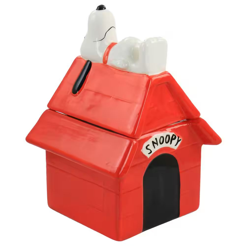 Gibson Peanuts Snoopy Dog House Durastone 11.2" Red Cookie Jar