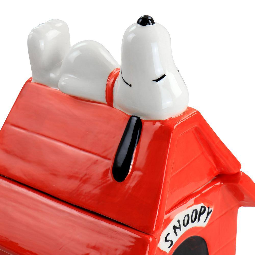 Gibson Peanuts Snoopy Dog House Durastone 11.2" Red Cookie Jar