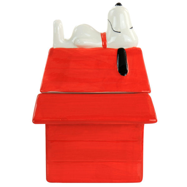 Gibson Peanuts Snoopy Dog House Durastone 11.2" Red Cookie Jar