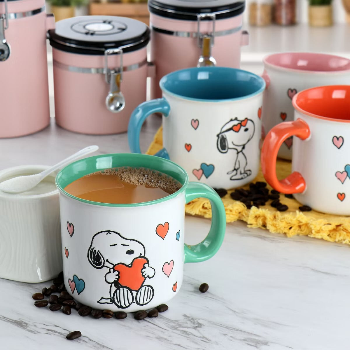 Peanuts Mothers Love 4 Piece 21 oz Camper Mug Set Assorted