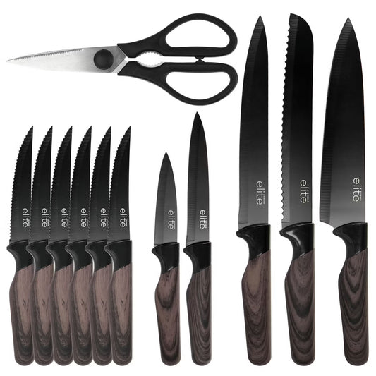 Soho Lounge 13 Piece Nonstick Stainless Cutlery Set w Knife Stand