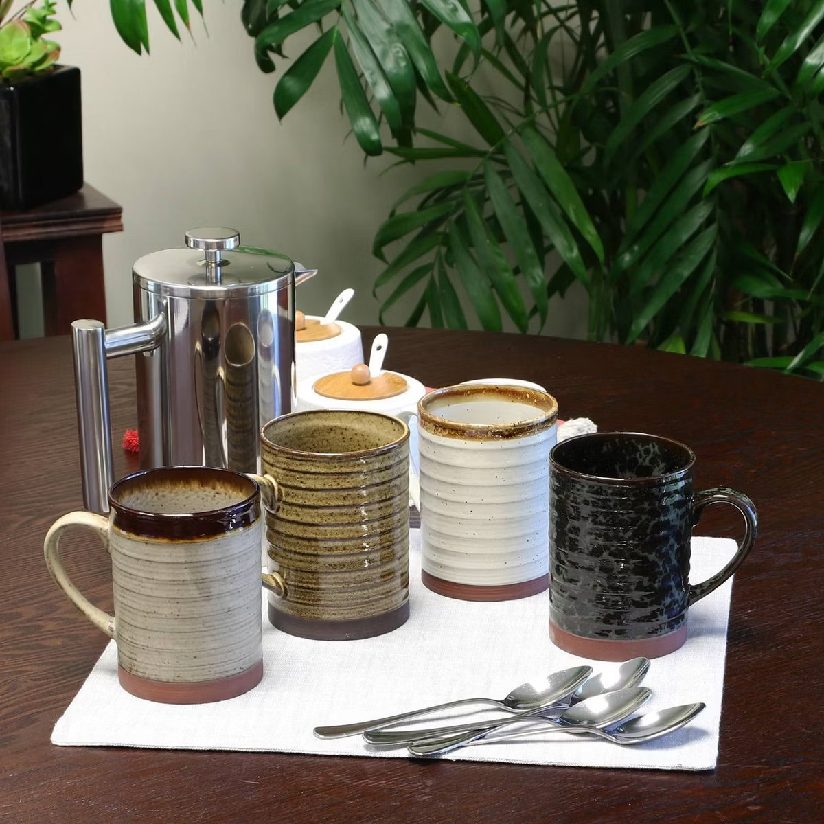Gibson Terra Bella 4 Piece 18.5 oz Stoneware Mug Set Earth Tones