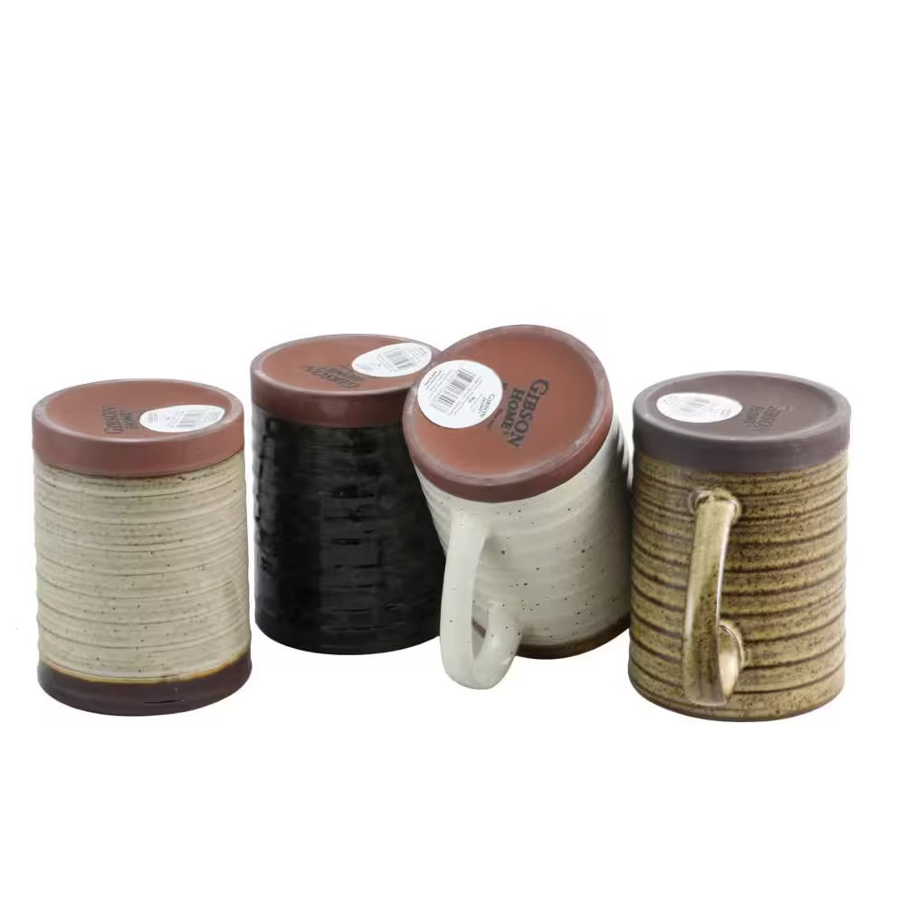 Gibson Terra Bella 4 Piece 18.5 oz Stoneware Mug Set Earth Tones