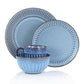 Gibson Elite Mendocino 16 Piece Glazed Blue Stoneware Dinnerware Set