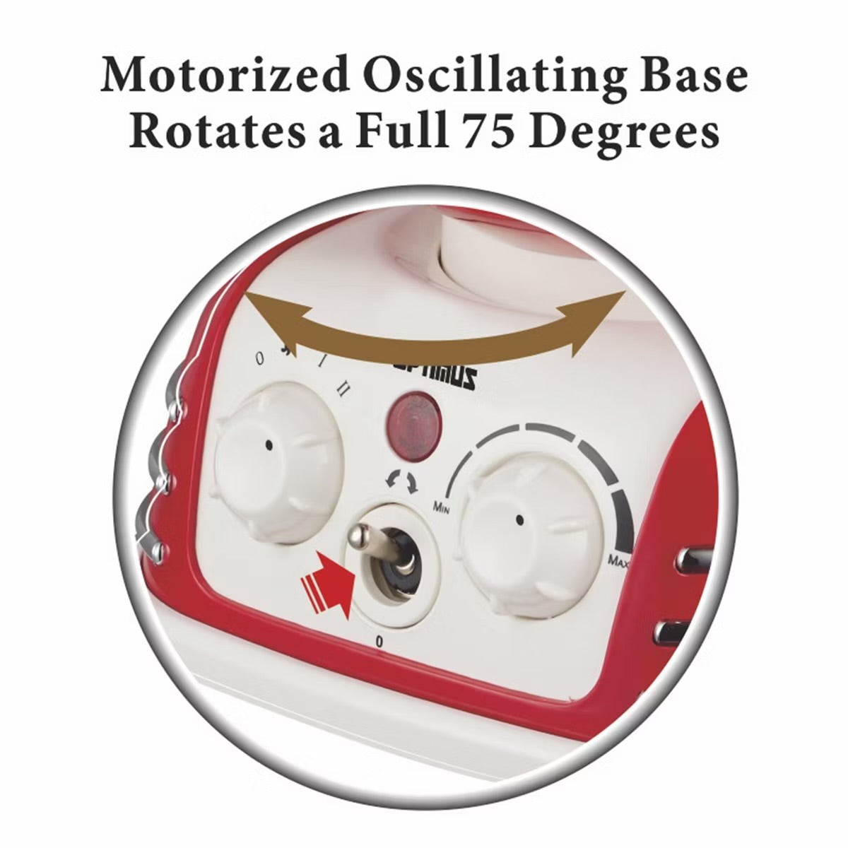 Optimus 1500W Red Retro Oscillating Fan Heater w Thermostat Auto-off