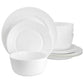 Gibson Ultra Swanton Stripe 12 Piece White Opal Glass Dinnerware Set