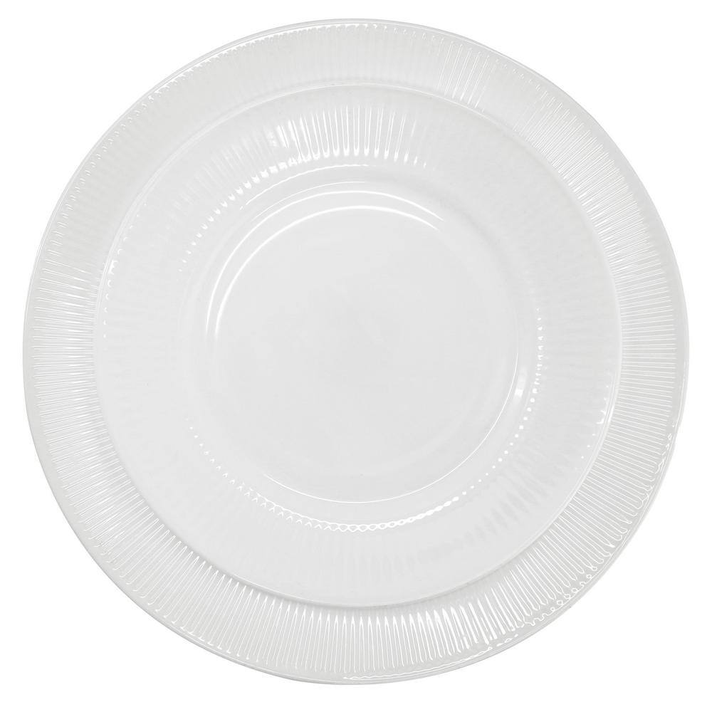 Gibson Ultra Swanton Stripe 12 Piece White Opal Glass Dinnerware Set