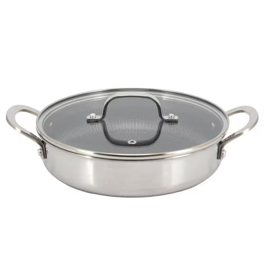 Better Chef 10" 3-Ply Stainless Steel Nonstick Deep Fry Pan w Lid in Silver