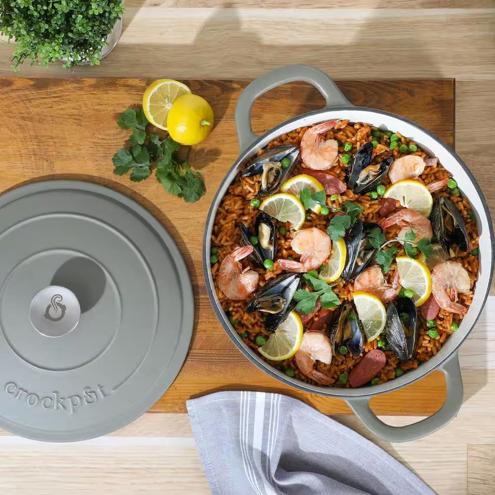 Crockpot Artisan 7 Qt Round Enameled Matte Green Cast Iron Dutch Oven