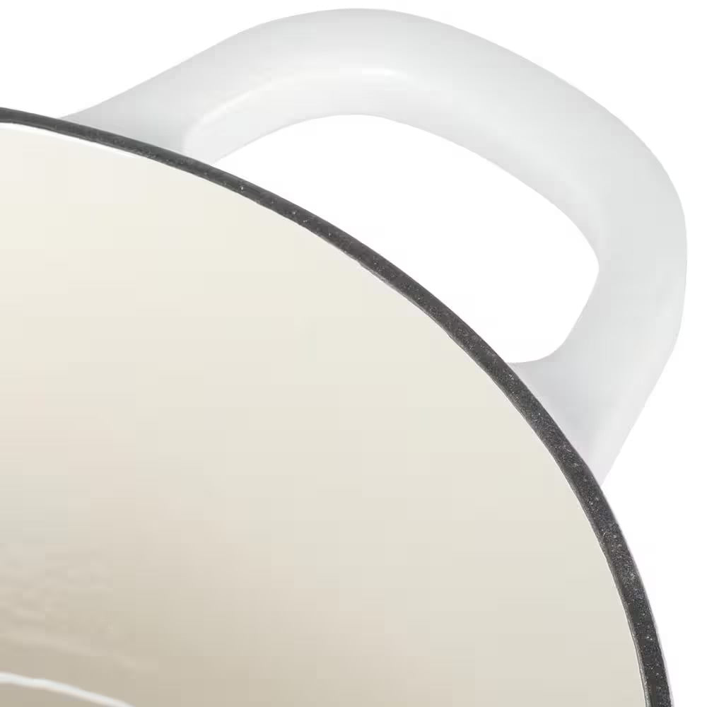 Crockpot Artisan 7 Qt Round Enameled White Linen Cast Iron Dutch Oven