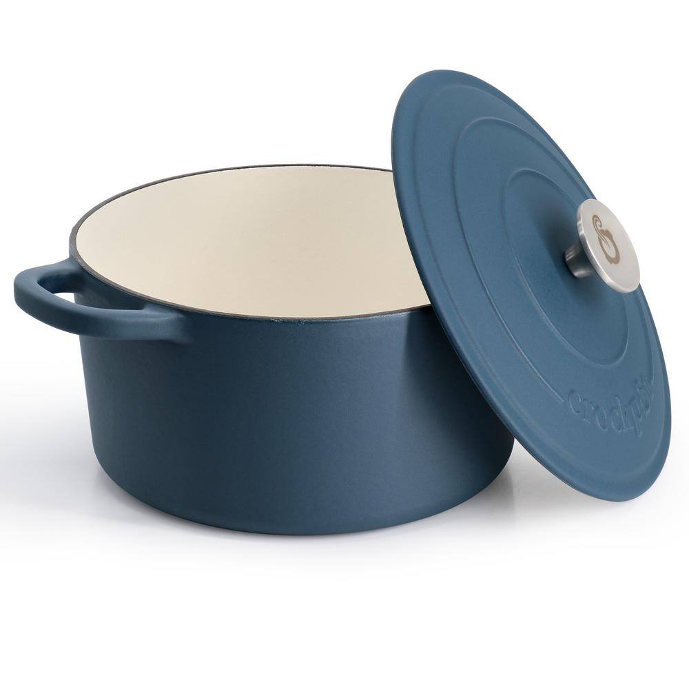 Crockpot Artisan 7 Qt Round Enameled Navy Blue Cast Iron Dutch Oven