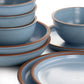 Soho Lounge Lagos Matte Blue 16 Piece Terracotta Double Bowl Dinnerware Set