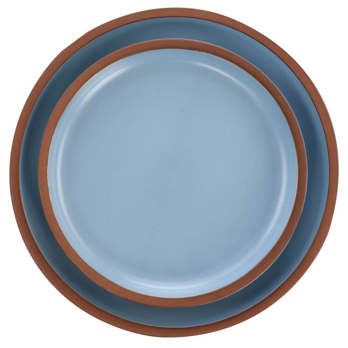 Soho Lounge Lagos Matte Blue 16 Piece Terracotta Double Bowl Dinnerware Set