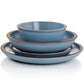 Soho Lounge Lagos Matte Blue 16 Piece Terracotta Double Bowl Dinnerware Set