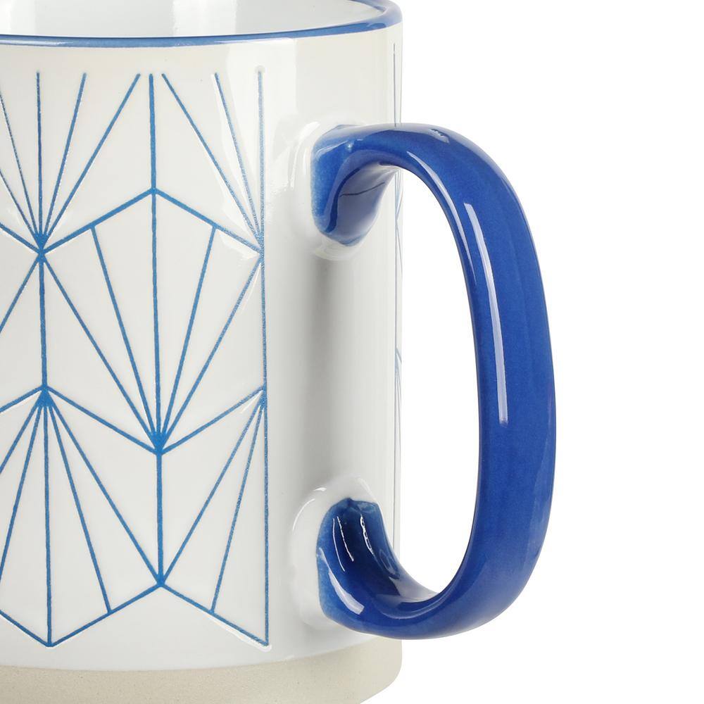 Mr. Coffee Parkmill 17 oz 4 Piece Stoneware Coffee Mug Set in Assorted Designs