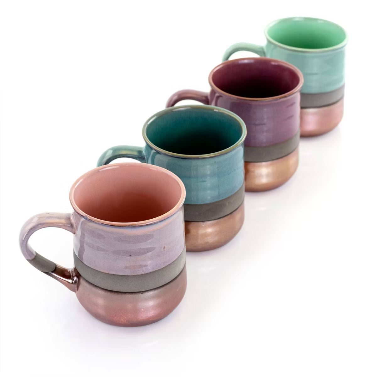 Gibson Copper Tonal 4 Piece 18 oz Round Glazed Stoneware Mug Set Assorted Colors